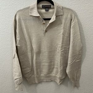Men’s merino wool collared button-up knit